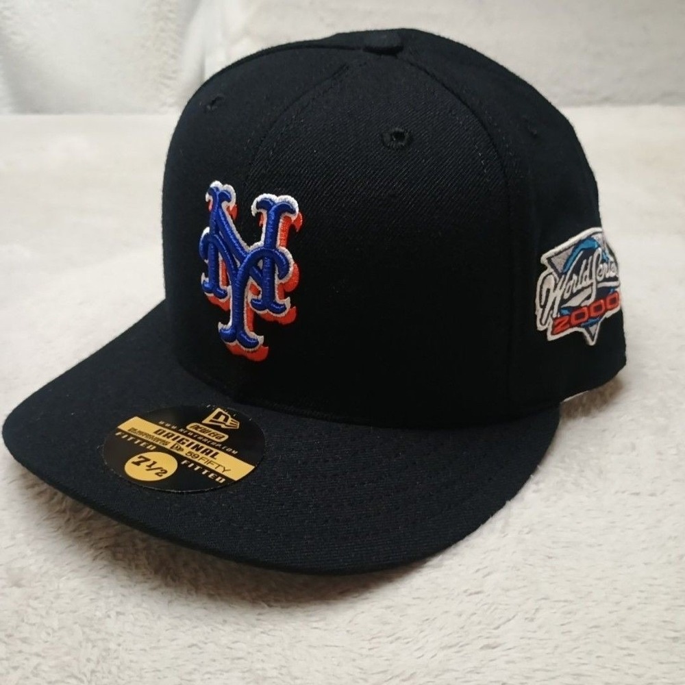 Vintage New York Mets Hat 2000 World Series Cap Fitted Mens 7 3/8 Black New Era